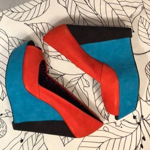 NEW Jessica Simpson multi-color peeptoe wedge